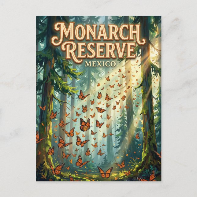 Cartão Postal Reserva da Borboleta Monarca México (Frente)