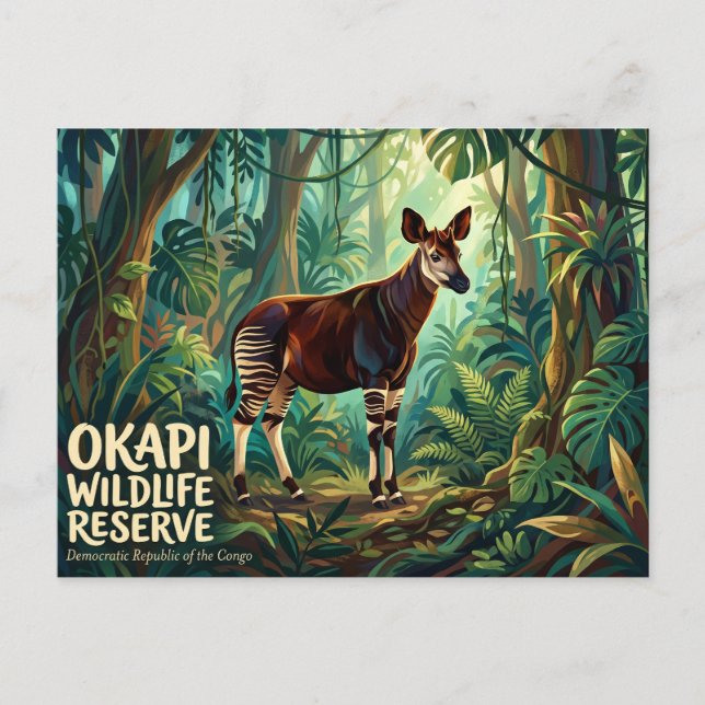 Cartão Postal Reserva de Vida Selvagem Okapi (Frente)