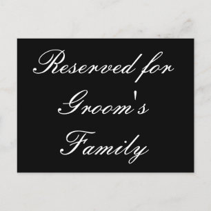 Cartão Postal Reservado para a Família do Groom