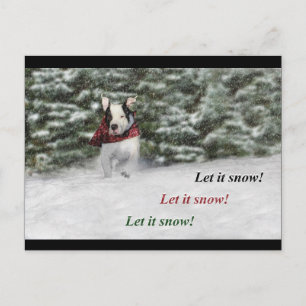 Cartão Postal Resgate de Bulldog Filhote Correndo pela Neve