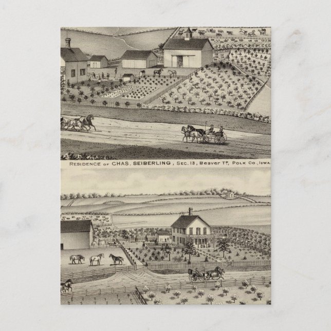 Cartão Postal Residência de C Seiberling (Frente)