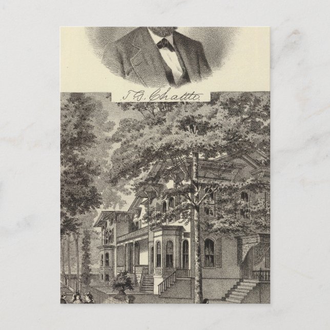 Cartão Postal Residência do Dr. TG Chattle, Ramo Longo (Frente)