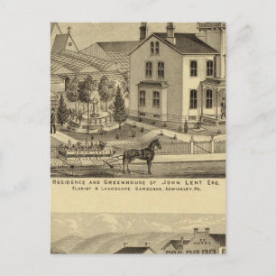 Cartão Postal Residência e Estufa de John Lent Sewickley
