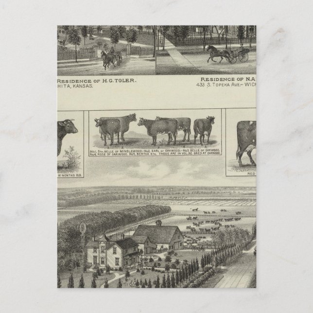 Cartão Postal Residências e Fazendas, Wichita, Kansas (Frente)