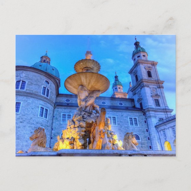 Cartão Postal Residenzplatz em Salzburgo, Áustria (Frente)