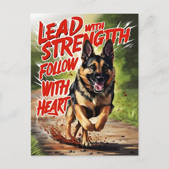 Cartão Postal Resistência do german shepherd e Coração (Frente)