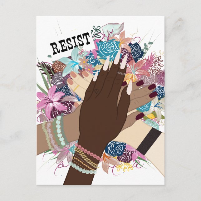 Cartão Postal Resistir Juntos - Arte Flaoral Feminista (Frente)