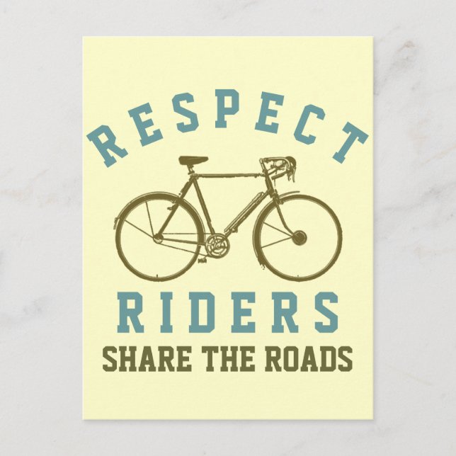 Cartão Postal respeitar os ciclistas (Frente)