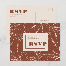 Cartão Postal Resposta de Casamento Boho Moderna de Terracota