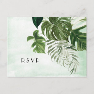 Cartão Postal Resposta de casamento de folhagem tropical monstru