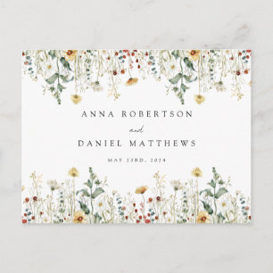 Cartão Postal Resposta de Casamento de Summer Wildflower Field