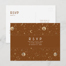 Cartão Postal Resposta de Casamento em Terracota e Dourado Noite