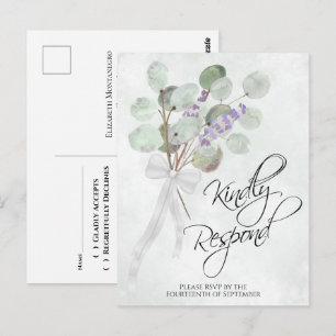Cartão Postal Resposta de Casamento Lavanda Eucalipto Por Gentil