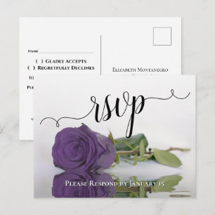 Cartão Postal Resposta de Casamento Rosa Reflexo Roxo de Ámora C