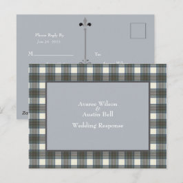 Cartão Postal Resposta Nupcial Stewart Blue Tartan