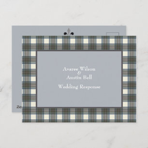 Cartão Postal Resposta Nupcial Stewart Blue Tartan