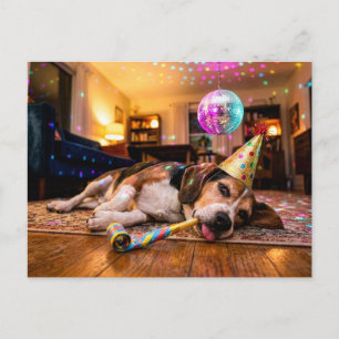 Cartão Postal Ressaca de Beagle Depois da Festa de Ano Novo