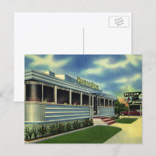 Cartão Postal Restaurante Retroativo do 50 Clássico Vintage Din