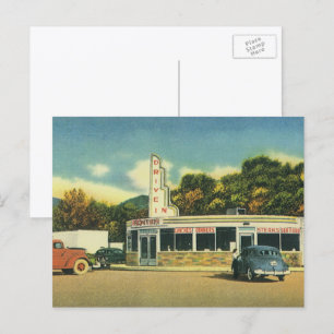 Cartão Postal Restaurante Vintage, Unidade de 50 em Jantar e Car