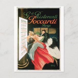 Cartão Postal Restaurantes Franceses Vintage Comida e Arte