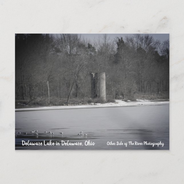 Cartão Postal Restos de um velho Silo no Lago Delaware (Frente)