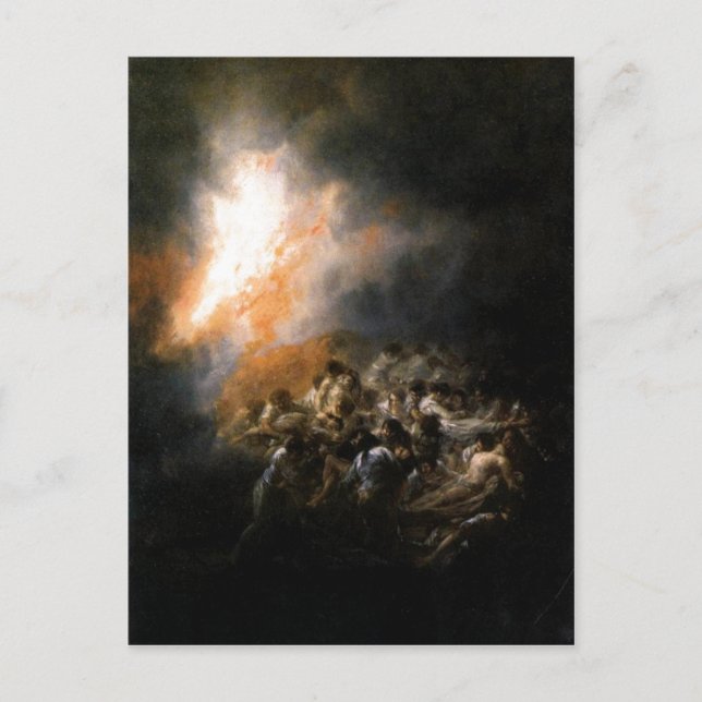 Cartão Postal Resumo Descrição Incendio, fuego de noche. ?leo (Frente)