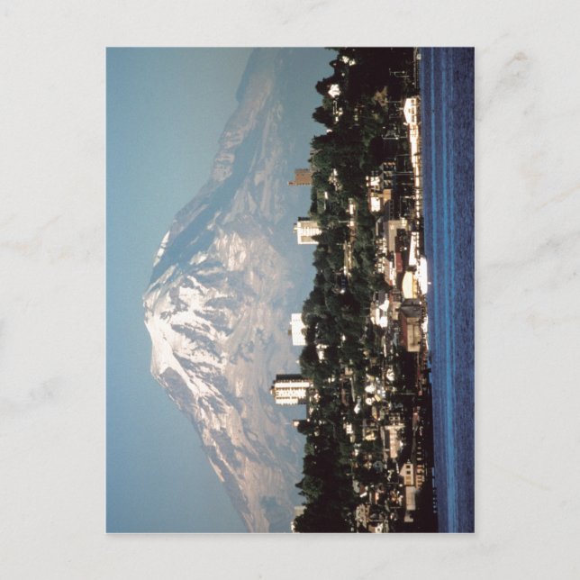 Cartão Postal Resumo Monte Rainier sobre Tacoma, Washington, EUA (Frente)