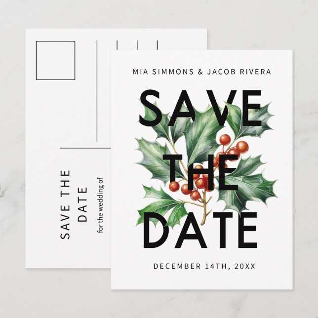 Cartão Postal Retorna Negrito Holly Salve a data (Frente/Verso)