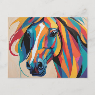 Cartão Postal Retrato Abstrato Dinâmico de Cavalo