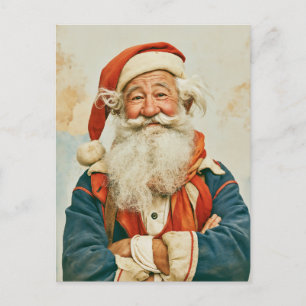 Cartão Postal Retrato Alegre de Papai Noel Vintage