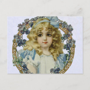 Cartão Postal Retrato Antigo de Menina Menina Bonita