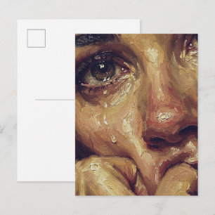 Cartão Postal Retrato Choroso Pintura a Óleo — Textura Emocional