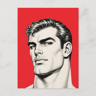 Cartão Postal Retrato Clássico de Homem Bonito
