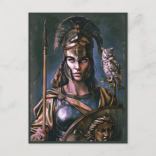 Cartão Postal Retrato Colorido "Lealdade feroz de Athena"