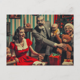 Cartão Postal Retrato da família Vintage, horrorosa de Natal