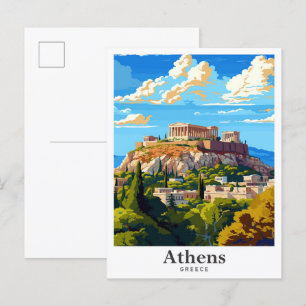 Cartão Postal Retrato da Viagens vintage de Atenas