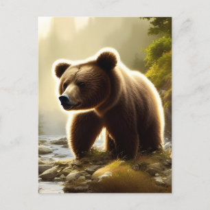 Cartão Postal Retrato da Vida Selvagem do Urso Castanho