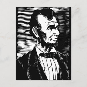 Cartão Postal Retrato de Abraham Lincoln, preto e branco,