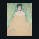 Cartão Postal Retrato de Amalie Zuckerkandl por Gustav Klimt<br><div class="desc">O Retrato Inacabado de Amalie Zuckerkandl (1917) por Gustav Klimt é uma pintura de retrato de arte fina do Simbolismo da Era Vitoriana antiga que apresenta uma mulher sentada com os braços dobrados em direção a ela e seu vestido fora do ombro fluindo para o chão. Críticos de arte preveem...</div>