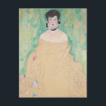 Cartão Postal Retrato de Amalie Zuckerkandl por Gustav Klimt<br><div class="desc">O Retrato Inacabado de Amalie Zuckerkandl (1917) por Gustav Klimt é uma pintura de retrato de arte fina do Simbolismo da Era Vitoriana antiga que apresenta uma mulher sentada com os braços dobrados em direção a ela e seu vestido fora do ombro fluindo para o chão. Críticos de arte preveem...</div>