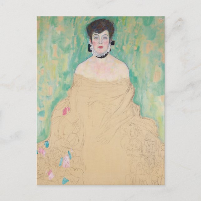 Cartão Postal Retrato de Amalie Zuckerkandl por Gustav Klimt (Frente)
