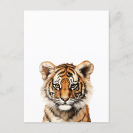 Cartão Postal Retrato de Aquarela de um Pequeno Tigre