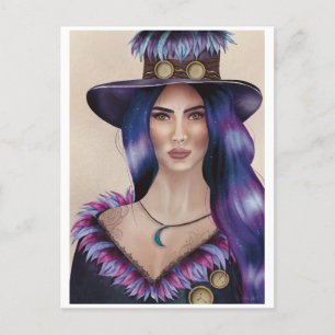 Cartão Postal Retrato de Aquarela de uma Mulher de Inspiração St