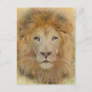Cartão Postal Retrato de Aquarela Lion Afro