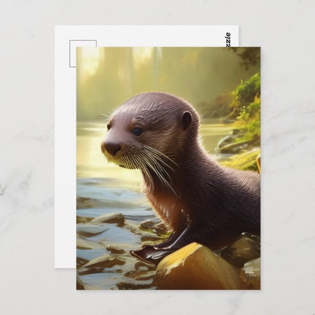 Cartão Postal Retrato de Baby Otter Wildlife (Frente/Verso)