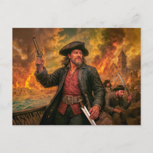 Cartão Postal Retrato de Batalha do Pirata Henry Morgan