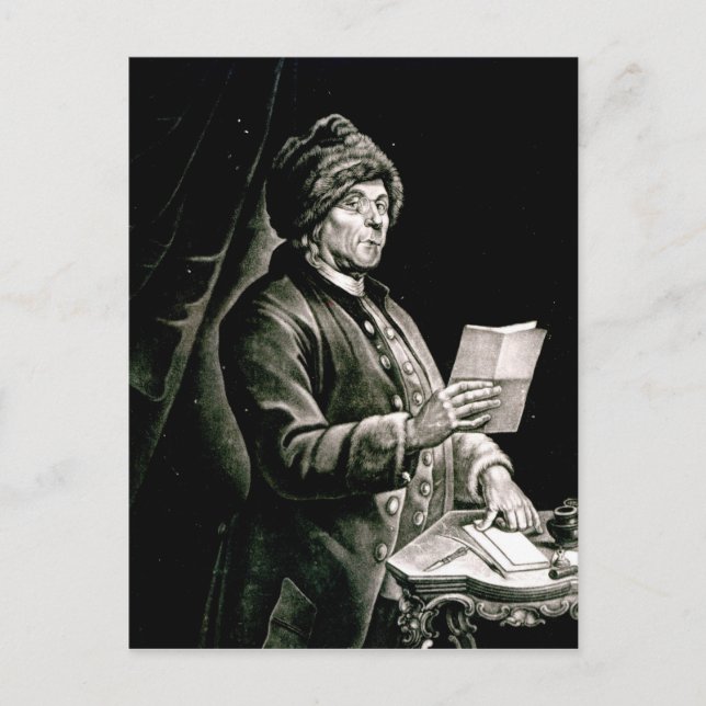 Cartão Postal Retrato de Benjamin Franklin, 1777 (Frente)