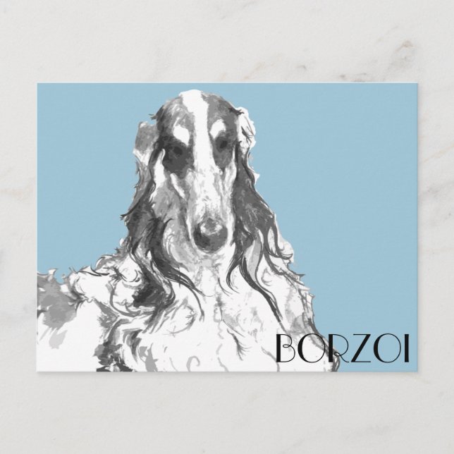 Cartão Postal Retrato de Borzoi (Frente)
