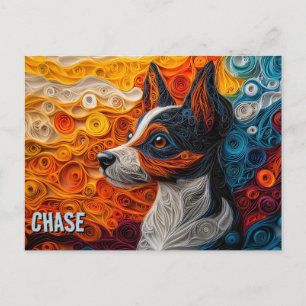Cartão Postal Retrato de Cachorro de Arte Terrier Brasileiro Enr