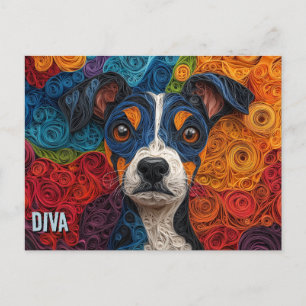 Cartão Postal Retrato de Cachorro de Arte Terrier Brasileiro Enr